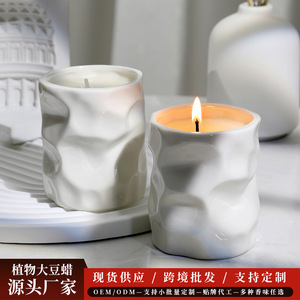 Ceramic Scented Candle White Cylinder Home Decoration Smokeless Soy Wax Single Wick - Product Image 5