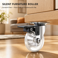 Roulettes pivotantes en nylon silencieuses PU, légères, transparentes, personnalisables OEM, pour chaise de bureau