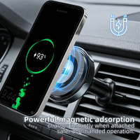 Support de voiture avec chargeur sans fil magnétique à charge rapide 15W, support de téléphone 360° °   Support de fixation pour grille d'aération de voiture pour téléphone et Android