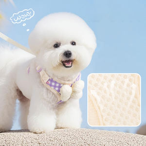 Harnais de poitrine pour <span class=keywords><strong>chien</strong></span> et chat de style coréen à carreaux avec nœud, laisse de traction anti-explosion pour animaux de compagnie, ensemble harnais et laisse - Product Image 2