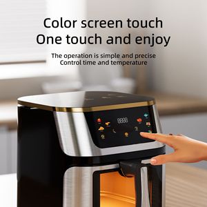 Freidora de aire táctil inteligente grande de 10L con electrodomésticos modernos de acero inoxidable de 1 año Pantalla en inglés Forma cuadrada - Product Image 2