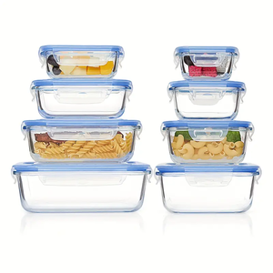 Vidro Bento Box Leak-Proof Lock Cover Selado Refeição Recipiente Preparação para Forno Microondas Almoço Frigorífico Lava-louças Uso - Product Image 1