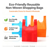 Sac fourre-tout réutilisable personnalisé en non-tissé, couleur unie, sac de shopping vierge pour la promotion et les affaires