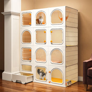 Sıcak satış sevimli kedi evi kedi kafesi ile Pet için kum kabı kapalı DIY kedi oyun parkı - Product Image 3