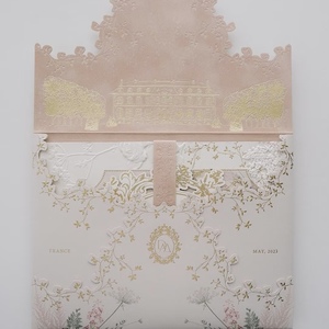 Tarjetas de Invitación de Boda con Estampado de Vainilla y Diseño Personalizado, Impresión en Papel de Algodón con Grabado en Relieve - Product Image 3