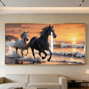 Venta de Fábrica: Cuadro de Porcelana de Lujo con Marco de Caballo, Arte Mural LED Grande de Animales para Sala de Estar, Oficina, Hotel - Product Image 1