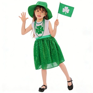 Vestido de fiesta sin mangas de tul verde con estampado de San <span class=keywords><strong>Patricio</strong></span> para niñas, estilo A hasta la rodilla, de la colección BX Girls - Product Image 3