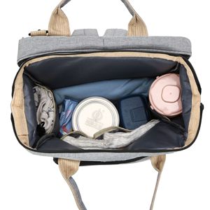Baby Diaper Backpack Large Capacity Oxford Cloth With Bottle Pockets For Travel And Daily Use Gray - Product Image 2