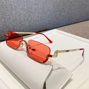 Square Half Rim Rhinestone <b>Sunglasses</b> UV400 Metal Frame Women's Lightweight Fashion Outdoors Party Style - Product Image 2