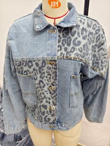 Chaqueta de Mezclilla con Estampado de Leopardo para Mujer, Estilo Otoño Invierno, con Botones, Corte Holgado y Transpirable, Decorada con Perlas - Product Image 6