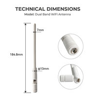 Antenne WiFi double bande 2,4 GHz 5,8 GHz en caoutchouc 3dBi 5dBi SMA Mâle pour passerelle IoT industrielle, routeur sans fil, CPE - Vente en gros