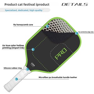 Raqueta de Pelota de Fibra de Carbono Mate con Textura de Tela T700, Grosor de 16 mm, Peso de 230 g, Accesorios Fijos, Logotipo - Product Image 4