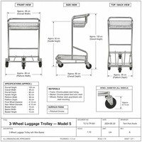 Carrito de Plataforma de Tres Ruedas de Acero Inoxidable Ligero para Aeropuerto, Fácil de Empujar, Venta al por Mayor Pingfang, OEM Directo