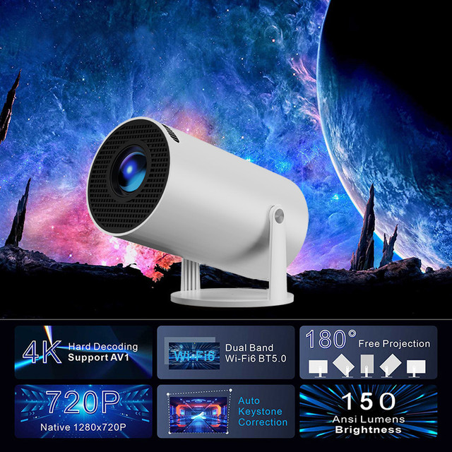 HY300 Smart Projector 720P Streaming Media Player Android 11 Support 1080P 4K Projecteur Hy320 Game Control Video Home Theater