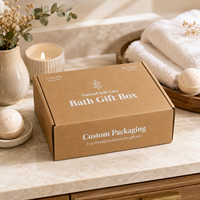 Boîte cadeau en carton ondulé avec logo personnalisé pour sel de bain, boîte pliable recyclable pour envoi postal, pour les ensembles de savons et de produits de beauté, emballage écologique