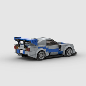 MOC Briques Skyline R34 <span class=keywords><strong>Fast</strong></span> <span class=keywords><strong>Furious</strong></span> Racing <span class=keywords><strong>Voiture</strong></span> De Sport Véhicule Vitesse Champion Racer Blocs De Construction Jouets pour Enfants - Product Image 3