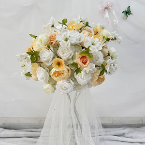 New Flower Ball Rose Artificial Flower Champagne White Mixed Arrangement for Graduation Christmas Weddings Table Decorations - Product Image 1