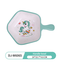 Cuenco de melamina de plástico resistente a caídas para niños con diseño de dibujos animados de unicornio verde con pentagrama, artículos para el hogar para niños