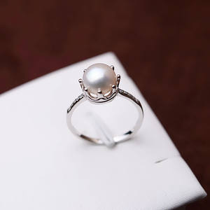 S925 <b>Silver</b> Open Closed Female Ring DIY Accessory Small Crown Design 7.5-8.5mm Pearl Holder 6mm <b>Bead</b> Size 118 Jewelry Findings - Product Image 3