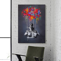 Pinturas en Lienzo de Graffiti Azul de Estilo Nórdico, Arte Pop Moderno, Impresiones de Arte de Pared con Diseño de Graffiti