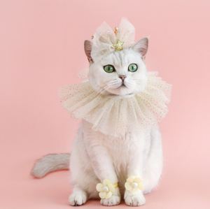 Ensemble de fête d'anniversaire pour animaux de compagnie : Bavoir à paillettes, Couronne, Nœud papillon de princesse, Bandeau et Fleur pour pattes - Product Image 5