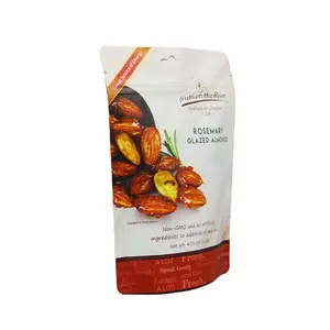 Bolsa de embalaje de nueces de almendra personalizada de pie reciclable segura para alimentos, bolsa de nueces de pie para alimentos, 250g, 500g, 1kg