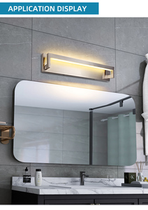Applique murale LED minimaliste moderne en acier inoxydable, rectangulaire, lumière blanc chaud doux, pour salle de bain, montage en surface, à intensité variable - Product Image 5