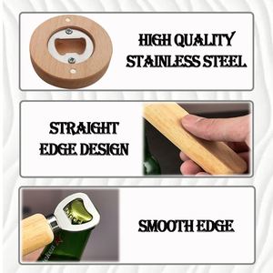 Abridor de Botellas de Acero Inoxidable con Mango de Madera Personalizado, Abridor de Botellas Resistente para Bartender, Logotipo Grabado en Madera para Regalo de Boda - Product Image 2