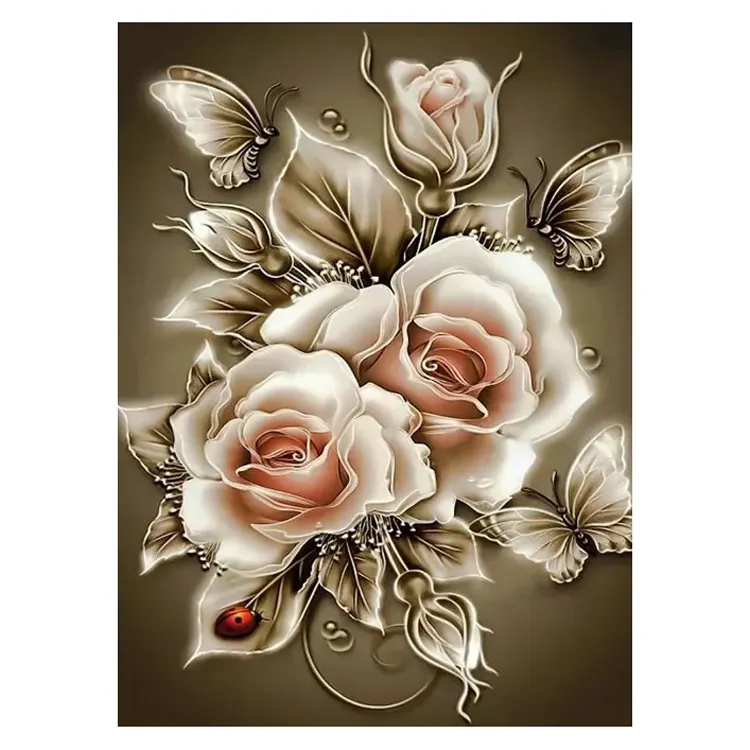 Groothandel Full Drill Ab Drill Diamond Painting Bloemen Vlinder Woonkamer Decoratie Diamond Painting Op Canvas Art