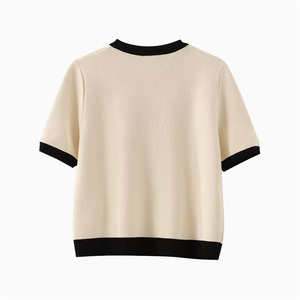 Vêtements pour femmes 2025 été nouveau Style petit parfum Style contraste couleur bouton à manches courtes tricoté <span class=keywords><strong>Cardigan</strong></span> 1822006 - Product Image 3