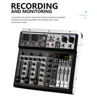 Console de mixage audio professionnelle SONO 6 canaux en métal et plastique avec effets intégrés, égaliseur 3 bandes, Bluetooth, enregistrement USB, contrôleur DJ