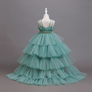 Abito da Principessa per Bambine con Coda Lunga Staccabile, <span class=keywords><strong>Vestito</strong></span> da Damigella con Sfumature di Colore in Tessuto Poliestere/Cotone e Rete - Product Image 6