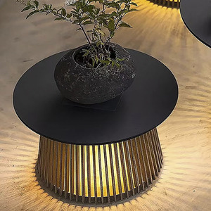 ไฟโต๊ะนั่งเล่นเฟอร์นิเจอร์ห้องรับประทานอาหารแบบกลมชุดโคมไฟโต๊ะกาแฟพร้อมไฟ LED พลังงานแสงอาทิตย์ไฟสวนเก้าอี้รับประทานอาหารกลางแจ้ง - Product Image 2