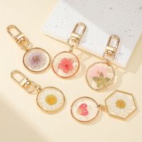Gantungan Kunci Carabiner Bunga Kering Resin Buatan Tangan Kreatif, Kelopak Bunga Daisy Segar Berwarna-warni, Perhiasan Resin, Gantungan Tas