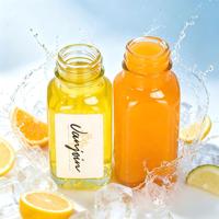 Bouteille en verre carrée de 60 ml pour jus concentré, étiquette personnalisée disponible en stock, livraison rapide, emballage de liquides pour boissons