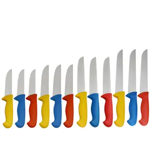 Inek keçi et dilimleme kasap mutfak bıçağı şef bıçak seti PP kolu ile yeşil mavi sarı