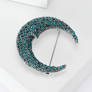 Versión coreana nueva creativa Retro Luna suegro plateado aleación cristal broche elegante Simple moda personalidad Pin - Product Image 4