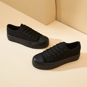 Toutes les dames noires blanches mode belles chaussures en toile bas top toile vulcanisée chaussures pour femmes - Product Image 5