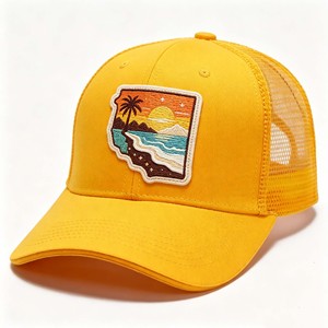 ออกแบบหมวกเบสบอลทรง Trucker ปักลายเอง 6 แผง สีดำ ผลิตจากโพลีเอสเตอร์/คอตตอน สไตล์ออสเตรเลีย - Product Image 1