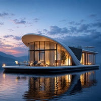 FH23 23 ㎡   Maison-bateau capsule 2 chambres, 1 salle de bain, pour 2 à 4 personnes, sur l'eau, pour attraction touristique, station balnéaire ou usage privé.