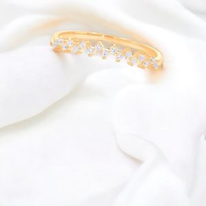 Keeva Jewels 10K 0.12Ct โรสโกลด์ขนาด10K สายรัดซิกแซกเพชรแบบซ้อนกันได้ (สี F-G เทียบกับความคมชัด) - Product Image 2