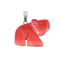 Collier pendentif éléphant en pierre précieuse naturelle sculptée à la main, cordon noir de 18 pouces, cristal de guérison des chakras, bijoux animaliers, collier ras du cou pour femmes