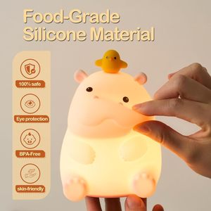 <span class=keywords><strong>Veilleuse</strong></span> LED ATSUI <span class=keywords><strong>Hippo</strong></span>, Lampe Animale Nouveauté en Silicone Alimentaire, 2 Niveaux de Luminosité Réglables, Décoration de Bureau pour Crèche, Cadeau Amusant pour - Product Image 5