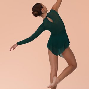 Abito da ballo da sala per ragazze moderne body con gonna a manica e gonna per spettacoli di balletto contemporaneo per bambini - Product Image 2