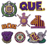Écusson brodé 3D en chenille personnalisé Omega Psi Phi Fraternity, écusson grec écologique thermocollant pour vestes, chapeaux et tissus