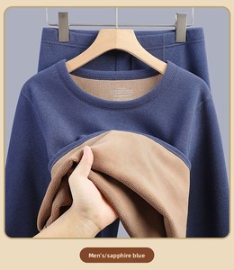 Set di Intimo Termico Invernale con Fodera in <span class=keywords><strong>Lana</strong></span>, Collo Alto, Antifreddo, Antibatterico, Antistatico, in Poliestere Caldo per <span class=keywords><strong>Uomo</strong></span> - Product Image 3