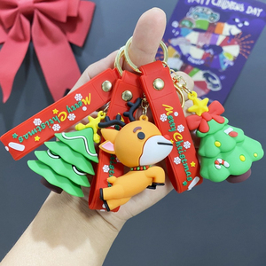 Phim Hoạt Hình <span class=keywords><strong>PVC</strong></span> Santa 3D Cây Giáng Sinh Và Người Tuyết Keychain Xmas Món Quà Mặt Dây Chuyền Chủ Chìa Khóa - Product Image 6
