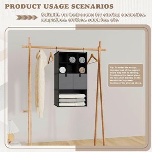 Hanging Closet Storage Organizer with Multiple Grids 5 <b>Drawers</b> and <b>6</b> Side Pockets Wardrobe Organizer for Baby Clothing - Product Image 6