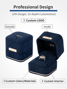 Custom Velvet Jewellery <strong>Boxes</strong> Wholesale Luxury Gift Box Custom Logo Suede <strong>Jewelry</strong> Box Packaging - Product Image 4