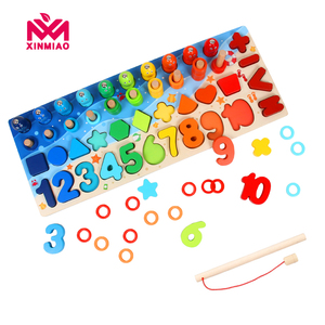 Giocattolo di <span class=keywords><strong>legno</strong></span> all'ingrosso di alta qualità 4 in <span class=keywords><strong>1</strong></span> conteggio di pesca forma matematica bordo Montessori giocattoli per bambini giocattolo educativo per bambini - Product Image 6